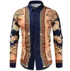 Men's Casual Shirts Mens Dress Tuxedo Shirt 2024 Luxury Floral Man Leopard Print Male Baroque Party Business Chemise Homme