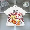Luxe baby T-shirt Kids Designer Designer Summer Girls Korte mouw Macht Macht 100-150 cm Flower Cat Patroon Boys T-shirt T-shirt 24APRIL