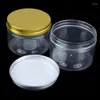 Gorks Wide Mouth Plastic Jar Pet Transparent Bottles Tank med Aluminium Cap Round Sealed Container Honey Candy Cereals Lagringsburkar