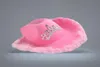 Westerse stijl tiara cowgirl hoed vrouwen meisje roze brede cowboy cap pailletten vakantiekostuum feest veer rand hoeden met drawstri5533677