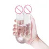 Moonuo Female Masturbator Crystal Transparent Vision Two Heads Touch Soft Dildo Healthy Soft Gel Suction Male Female sexy Toys