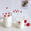 Verres à vin 340 ml INS Korea Glass Water Bottle Cup Office Café Fashion Café Cadeau transparent Drinkware Milk à Strawberry