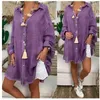 Women's Blouses Cotton And Linen Button Loose Long Sleeve Casual Top Shirt
