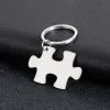 Anéis por atacado 10pcs/lote em branco Puzzle Keychain Keychains de aço inoxidável para Casal Gift DIY Custom Feminino Feminino Feminino