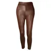 Pantalones de mujer moda para mujer sólidos sólidos pantalones casuales de cuero sexy leggings apretados