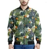 Herenjacks Tropische bananenbladeren Patroon Print Bomber Jacket 3d Sweatshirt met lange mouwen Oversize Street Zipper Coat