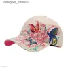 Boll Caps Visir Korean-stil paljett broderad fjäril baseball c läppstift tidvatten hatt kvinnor visir cs ladies sun strand hattar c240413