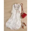 Vêtements ethniques de style chinois broderie robe mousseline de mousseline National Art Chic Femmes 2023 Été blanc lâche décontracté éthéré plissé long Dr Otqci