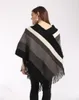 Örgü Kadın Pelerin Fring Ladies Pullover Poncho Parıltılı Cape Tassel Şal Kadın Gevşek Kazak Renkli Şerit Kış Kadınları Blou1070698