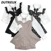 Robes de travail 2024 AUTOMN STANT BOWKNOT SLAPING COLLAR RUFFLED Japonais Princesse douce à manches longues