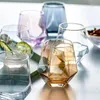 Verres à vin 300 ml de verre diamant hexagonal tasse de crustruction créative whisky gobelet gold bord jus de jus de bois