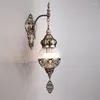 Wall Lamp Ottoman Retro Exotic Dining Room Decorative Turkish Hollow Ice Cracked Light Electroplated Metal Sconce