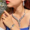 Necklace Earrings Set ThreeGraces 4pcs Shiny Multicolor Cubic Zirconia Luxury Bridal Wedding Prom Jewelry For Women T1016