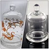 Candle Holders 2 Sets Glass Cloche Bell Dome Mini Food Containers Cake Stand Display Cylinder Lid Jar Terrarium