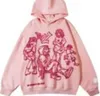 Sweats à capuche féminine Sweatshirts Y2K American Retro Cartoon en peluche Lazy Cotton Kpop Chic Hooded Tyyz Harajuku Graphic Oversize Streetwear pour les années 90 Femme 240413