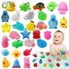 Bath Toys 10Pcs/set Baby Cute Animals Bath Toy Swimming Water Toys Soft Rubber Float Squeeze Sound Kids Wash Play Funny toys Gifts 240413