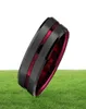 8mm Splicing preto escovado tungstênio anel de carboneto com conforto ajuste vermelho anel interno aliança de casamento Ring Jewelry Jóias delicadas presente7842857