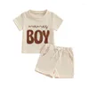 Ensembles de vêtements Blotona broderie bébé garçon vêtements d'été à manches courtes petites mecs t-shirts t-shirts shorts set waffle tricot tenue