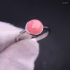 Clusterringen Elegant Natural Rhodochrosite Ring 925 Sterling Silver Gemstone Round 8mm For Women Lady Birthday Party Trendy sieradencadeau