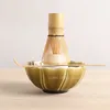 مجموعات Teaware Luwu Ceramic Matcha Tea Bowl Lotus Flower Chawan with Bamboo Hopisk و Chasen Holder 250ml