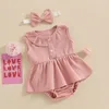 Clothing Sets Toddler Infant Kid Baby Girls Clothes Soft Sleeveless Button Front Tops Shorts Headband Summer Outifts