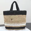 Sac fourre-tout tissé à la main lafite de conception d'herbe sac de plage de plage pradre fashion féminine à grande capacité sac à main sac de créateur de sacs d'été portefeuille