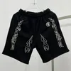 2024 Summer Black Rose Shorts hommes femmes lavés cordon de cordon décontracté shorts