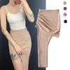 Skirts Zero Fout bijpassende sexy asymmetrische elegante hoge taille ruche heuprok Stijlvolle split