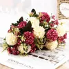 Dekorativa blommor hortensia konstgjorda bukett 36 cm längd Silk falsk blomma för bröllop ceremoni hem dekoration bord party vas