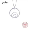 Pendants Pekurr 925 Sterling Silver Big Round Circle Ring Swirl Necklaces For Women Geometry Fashion Jewelry Accessories