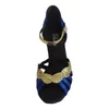 Dance Shoes Elisha Shoe Customized Heel Single Strap Women's Open Toe Latin Salsa Ballroom Party Wedding Royal Blue