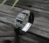 Bracelets de charme Viking Slavo Bracelet Men Men preto Cuff de couro preto Cabine de aço inoxidável