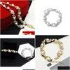 Chaîne Brand Bracelet Pearl Women Fashion Trendy 14K Gold Color Crystal Adjustable 2024 Drop Livrot Bijoux Bracelets Dhulm