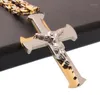 Kedjor Granny Chic Mens Chain Cross Pendant Byzantine Link Halsband Rostfritt stål Curb Cuban Silver Gold Tone 1830Inch12937379