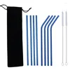 Drinking Straws 10 Pieces / Set Colorful Reusable Straw High Quality 304 Stainless Steel Metal With Cup Cleaning Brush