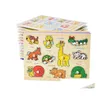 Puzzels herkennen puzzel Montessori speelgoed Wooden 3D Chop Boards Cartoon Animals Jigsaw Game Toys For Kid Early Learning Educatio Drop de Otwoh