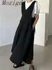 Lässige Kleider Sommer ärmellose Baumwollkleidung Frauen Korea Chic Maxi Vintage Lose Office Ladies Mode Taille Slim Vestidos