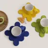 Tassen Porzellan Kaffeetasse Set mit sternförmigen Untertassen für Wohnkultur kreative Geschenkbad kalte Getränke Tee Juice