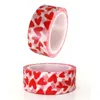 Window Stickers 5 Rolls Red Love Pattern Tape DIY Decorative Paper Craft Adhesive For Valentine's Day (Red Heart)