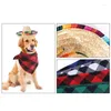 Odzież psa Bandanas Plaid Bandana Straw Hat Triangle BIB Set STROL Ręcznik dla psów Koty Małe średnie zwierzęta