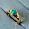 Cluster Rings 925 Silver Plated Gold Set 6 6mm Emerald Sugar Tower Ring for Women in Europe och America Border Border Style