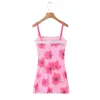Lässige Kleider 2024 Sommer Camisole Blumendruck ärmellose Hochtaille Urlaub Berufsstrand Frauen Mini Kleid