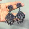 Boucles d'oreilles en peluche de luxe Bilincolor Long Purple Cubic Zirconia Tassle Oreille pour les femmes