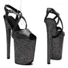 Dansschoenen 23 cm/ 9inches met glitter Starps Small Platform Hoge Heel Sandalen Sexy Pole 070