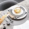Platos geométricos patrón de diamante negro de porcelana seta de vajilla plato cenanina de cocineros servicio de cena