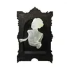 Decoratieve beeldjes Ghost in de spiegelwandplaques Hars Luminous ornament Halloween Horror Po frame Props Decoratie