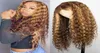 Highlight Color Human Hair Curly Deep Water Wave Frontal Wigs for Black Women Brazilian 13x1 T Part Blonde Synthetic Lace Fr3575441