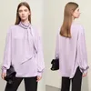 Blouses des femmes Amii minimalisme 2024 Spring Femme Blouse Light Luxury Stand Collar Lantern Shevel Loose Murffon Shirts Fashion Lady 12441094