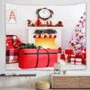 Гобелена рождественская гобелена стена висят снежинки Санта -Клаус Древо Зимний Ночь Камин Подарки