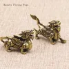 Decorative Figurines Vintage Brass Pixiu Tea Pet Decoration Animal Statue Office Desk Crafts Room Decor Feng Shui Artificial